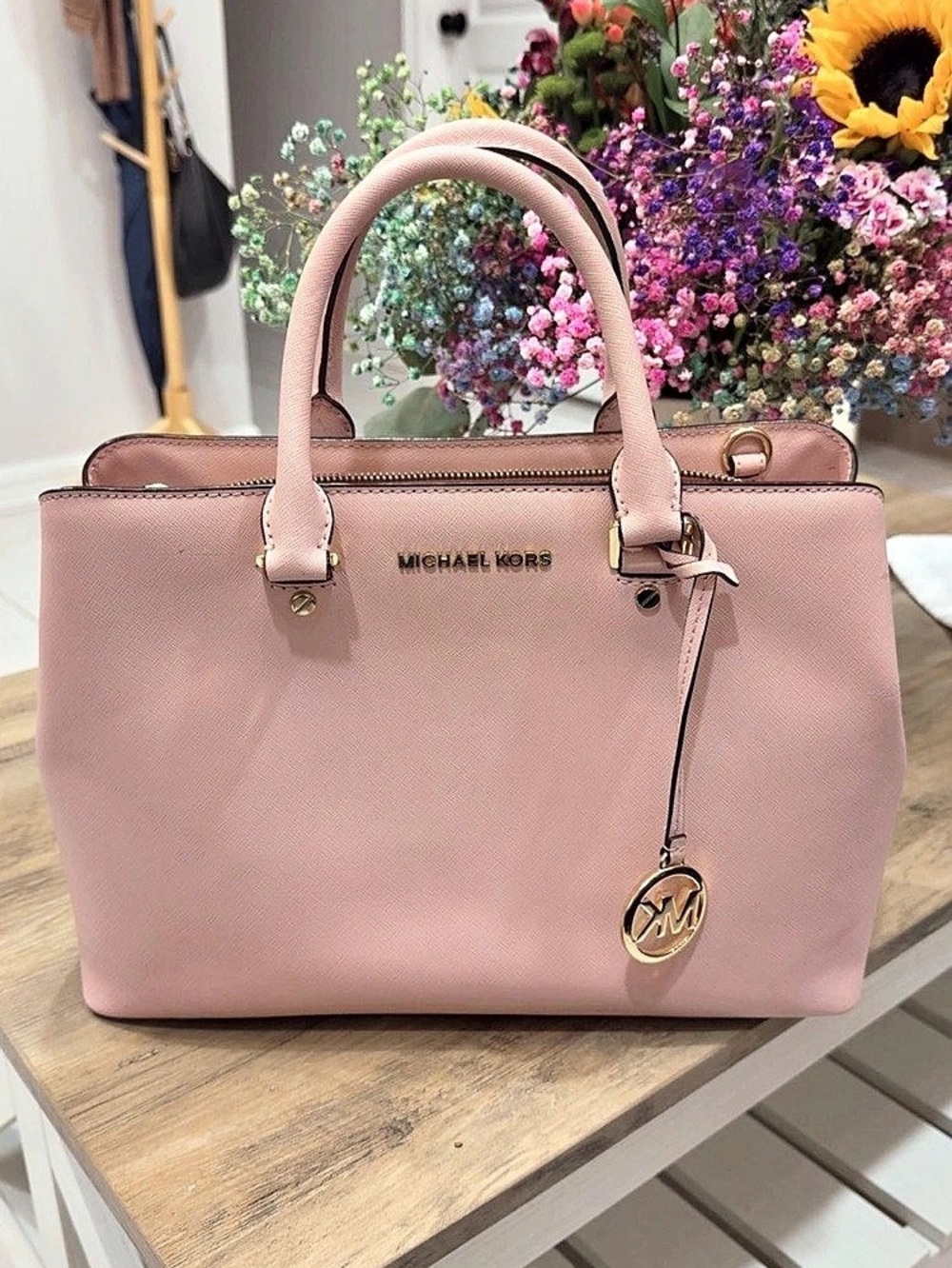 Michael Kors Ciara Large Saffiano Leather Satchel Pink and wallet